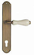 Дверная ручка Venezia "COLOSSEO" белая керамика паутинка CYL на планке PL02 матовая бронза