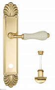 Дверная ручка Venezia "COLOSSEO" белая керамика паутинка WC-2 на планке PL87 полированная латунь