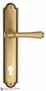 Дверная ручка Venezia "CALLISTO" CYL на планке PL98 французское золото + коричневый