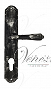 Дверная ручка Venezia ART "VIGNOLE" CYL на планке PL02 черная + серебро