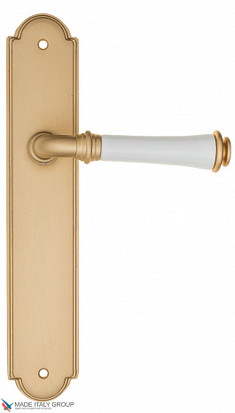 Дверная ручка на планке Fratelli Cattini "GRACIA CERAMICA BIANCO" PL257-BS матовая латунь
