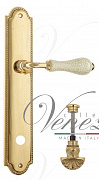 Дверная ручка Venezia "COLOSSEO" белая керамика паутинка WC-2 на планке PL98 полированная латунь