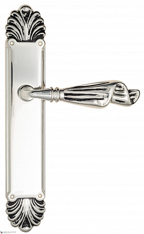 Дверная ручка Venezia "OPERA" на планке PL87 натуральное серебро + черный