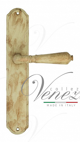 Дверная ручка Venezia ART "VIGNOLE" на планке PL02 слоновая кость + медь