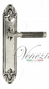 Дверная ручка Venezia "MOSCA" на планке PL90 натуральное серебро + черный