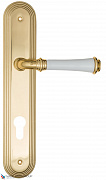 Дверная ручка на планке Fratelli Cattini "GRACIA CERAMICA BIANCO" CYL PL288-OLV полированная латунь