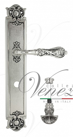 Дверная ручка Venezia "MONTE CRISTO" WC-4 на планке PL97 натуральное серебро + черный