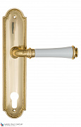Дверная ручка на планке Fratelli Cattini "GRACIA CERAMICA BIANCO" CYL PL248-OLV полированная латунь