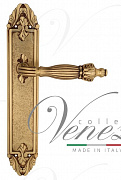 Дверная ручка Venezia "OLIMPO" на планке PL90 французское золото + коричневый