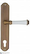 Дверная ручка на планке Fratelli Cattini "GRACIA CERAMICA BIANCO" CYL PL02-BY матовая бронза