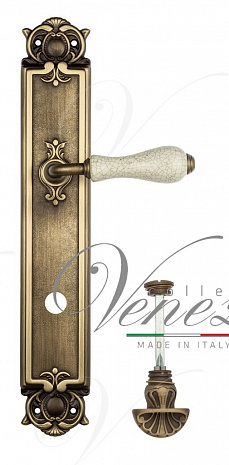 Дверная ручка Venezia "COLOSSEO" белая керамика паутинка WC-4 на планке PL97 матовая бронза