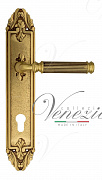 Дверная ручка Venezia "MOSCA" CYL на планке PL90 французское золото + коричневый