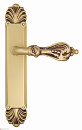 Дверная ручка Venezia "FLORENCE" на планке PL87 французское золото + коричневый