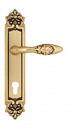 Дверная ручка Venezia "CASANOVA" CYL на планке PL96 французское золото + коричневый