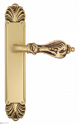 Дверная ручка Venezia "FLORENCE" на планке PL87 французское золото + коричневый