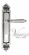 Дверная ручка Venezia "CASTELLO" CYL на планке PL96 натуральное серебро + черный