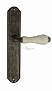 Дверная ручка Venezia "COLOSSEO" белая керамика паутинка на планке PL02 античное серебро