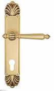 Дверная ручка Venezia "PELLESTRINA" CYL на планке PL87 французское золото + коричневый