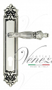 Дверная ручка Venezia "OLIMPO" CYL на планке PL96 натуральное серебро + черный
