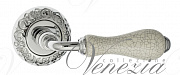 Дверная ручка Venezia "COLOSSEO" белая керамика паутинка D4 полированный хром