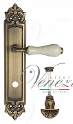 Дверная ручка Venezia "COLOSSEO" белая керамика паутинка WC-4 на планке PL96 матовая бронза