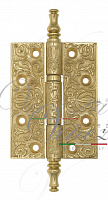 Дверная петля универсальная латунная с узором Venezia CRS011 102x76x4 полированная латунь