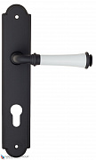 Дверная ручка на планке Fratelli Cattini "GRACIA CERAMICA BIANCO" CYL PL257-NM матовый черный