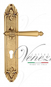 Дверная ручка Venezia "PELLESTRINA" CYL на планке PL90 французское золото + коричневый