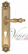 Дверная ручка Venezia "OLIMPO" CYL на планке PL97 французское золото + коричневый
