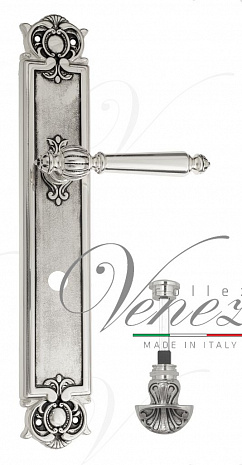 Дверная ручка Venezia "PELLESTRINA" WC-4 на планке PL97 натуральное серебро + черный