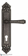 Дверная ручка Venezia "CALLISTO" CYL на планке PL96 античное серебро