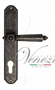 Дверная ручка Venezia "CASTELLO" CYL на планке PL02 античное серебро