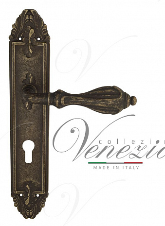 Дверная ручка Venezia "ANAFESTO" CYL на планке PL90 античная бронза