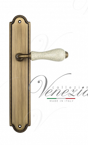 Дверная ручка Venezia "COLOSSEO" белая керамика паутинка на планке PL98 матовая бронза