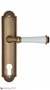 Дверная ручка на планке Fratelli Cattini "GRACIA CERAMICA BIANCO" CYL PL248-BY матовая бронза