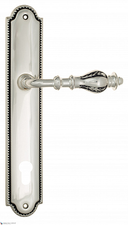 Дверная ручка Venezia "GIFESTION" CYL на планке PL98 натуральное серебро + черный