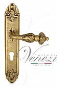 Дверная ручка Venezia "LUCRECIA" CYL на планке PL90 французское золото + коричневый