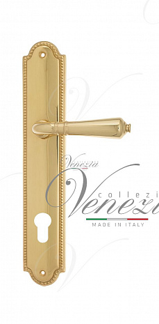 Дверная ручка Venezia "VIGNOLE" CYL на планке PL98 полированная латунь