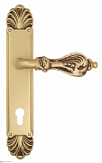 Дверная ручка Venezia "FLORENCE" CYL на планке PL87 французское золото + коричневый