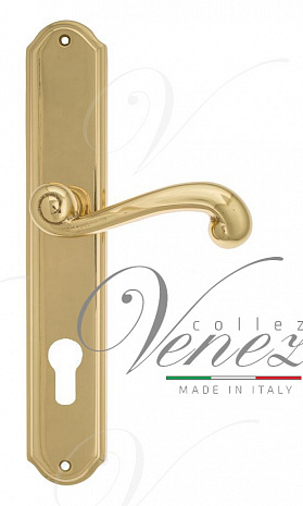 Дверная ручка Venezia "CARNEVALE" CYL на планке PL02 полированная латунь