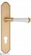 Дверная ручка на планке Fratelli Cattini "GRACIA CERAMICA BIANCO" CYL PL257-BS матовая латунь
