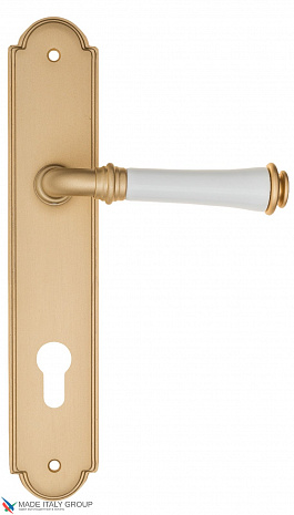 Дверная ручка на планке Fratelli Cattini "GRACIA CERAMICA BIANCO" CYL PL257-BS матовая латунь